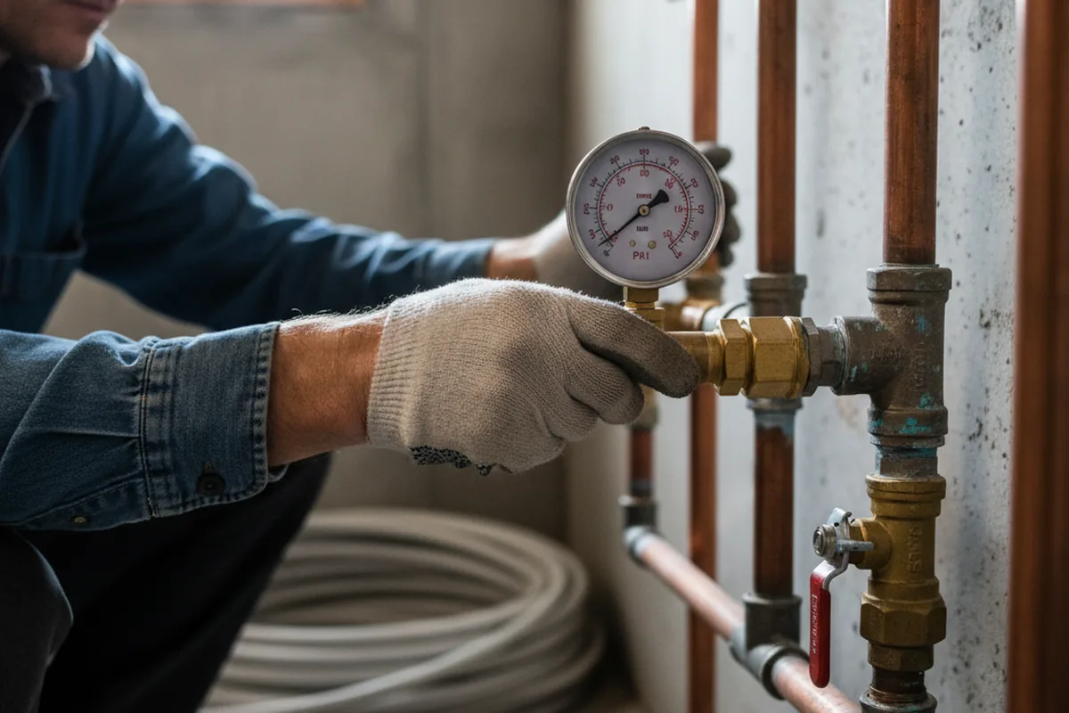 Pressure testing a repaired line during Water Line Repair in East Lynne